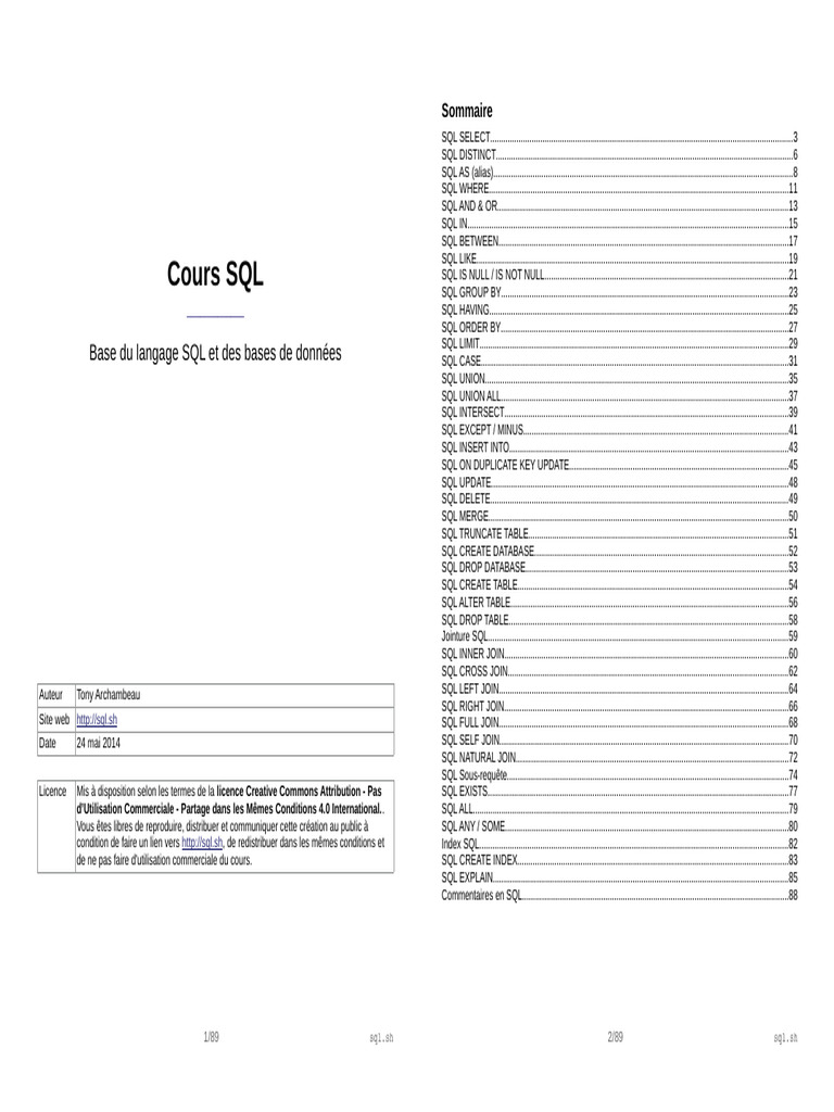 Commandes SQL 2P | PDF