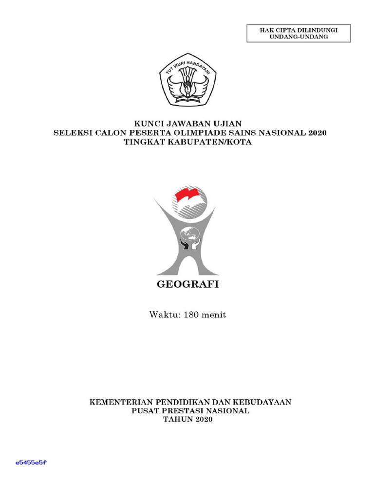 Kunci KSN-K GEOGRAFI SMA 2020 (WWW - Defantri.com) | PDF