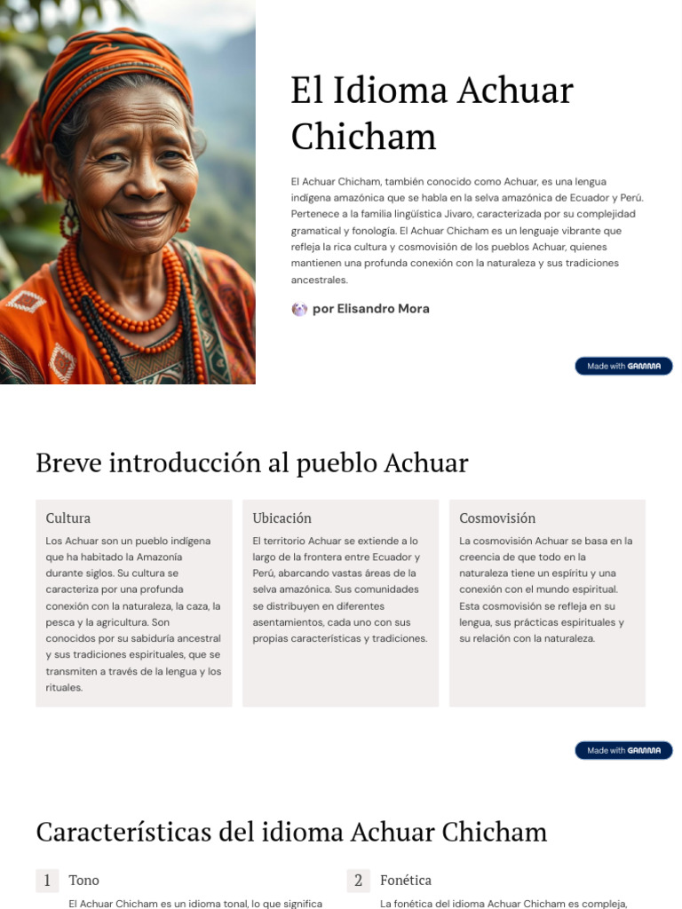 El Idioma Achuar Chicham | PDF | Palabra | Multilingüismo