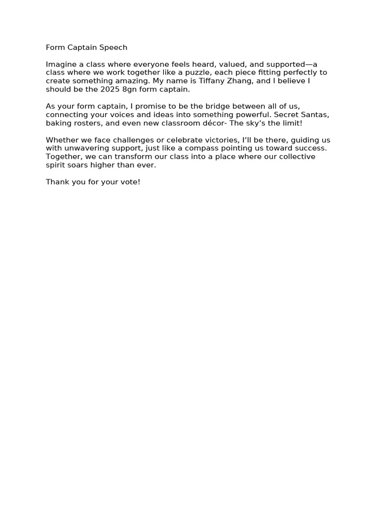 Form Captain Speech | PDF