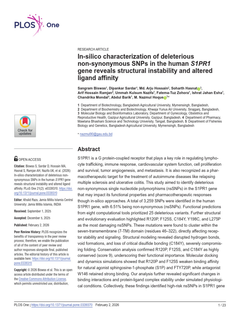 In-Silico Characterization of Deleterious Non-Syno | PDF | Conserved ...