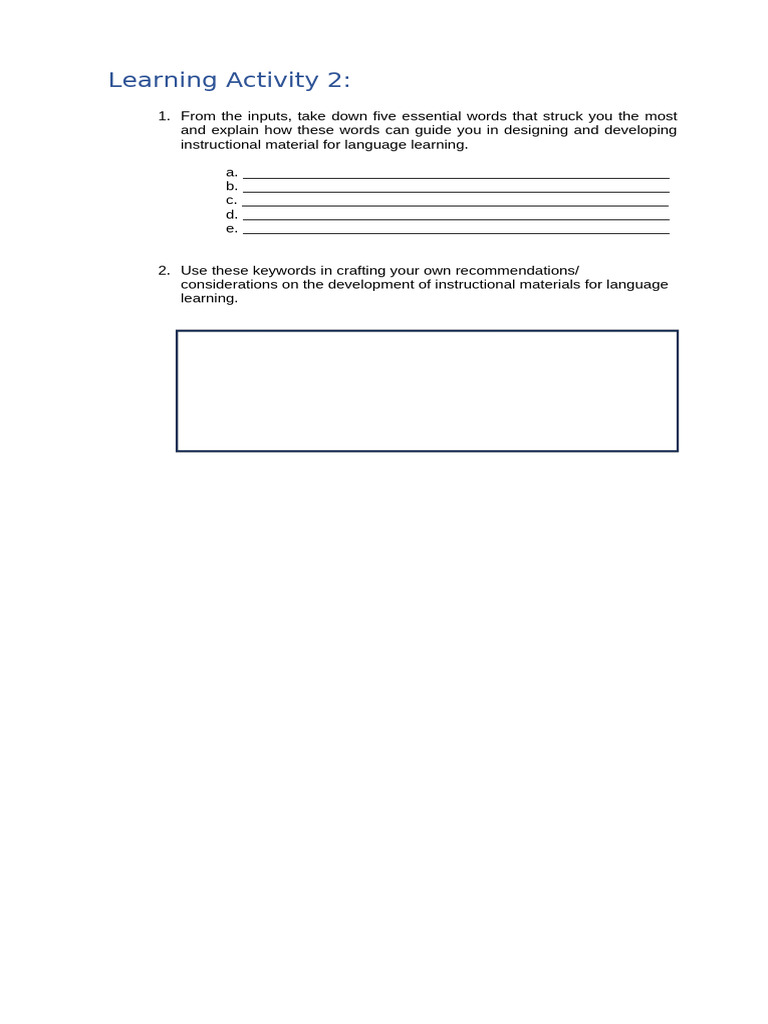 Learning Activity 2 | PDF