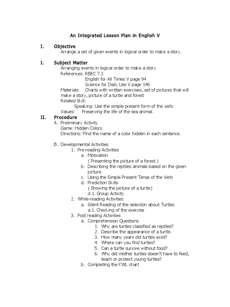 An Integrated Lesson Plan in English V | PDF | English Language | Grammar