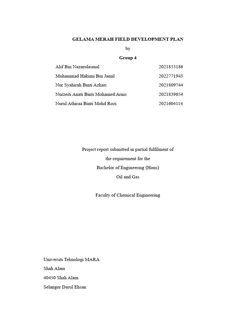 Field Development Plan Group 4 - Latest | PDF | Petroleum Reservoir ...