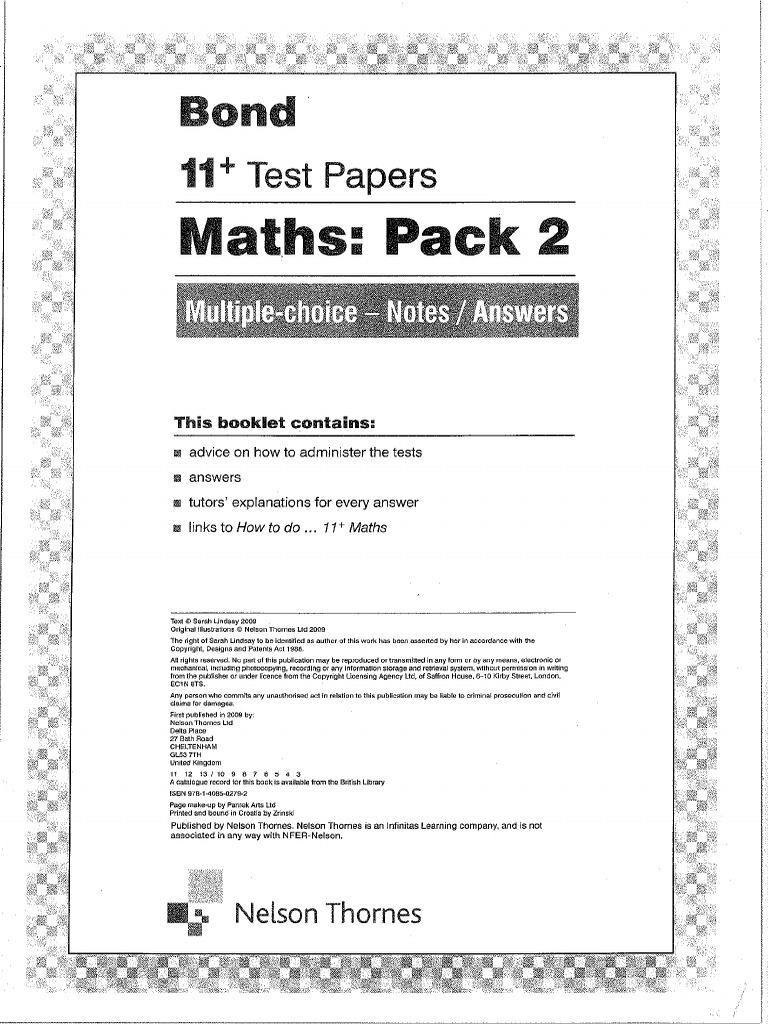 Bond Maths Pack 2 Answers | PDF