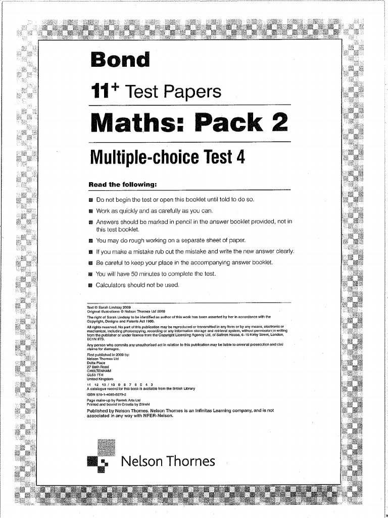 Bond Maths Pack 2 Paper 4 | PDF