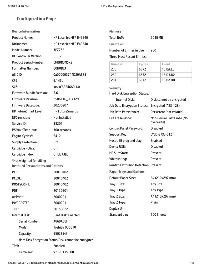 HP Configuration Page | PDF | Computing | Computer Science