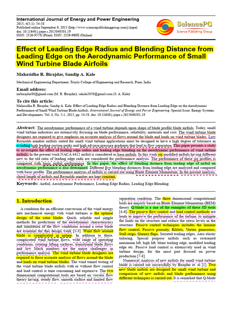 W Effect of Leading Edge Radius and Blending Distance From | PDF ...