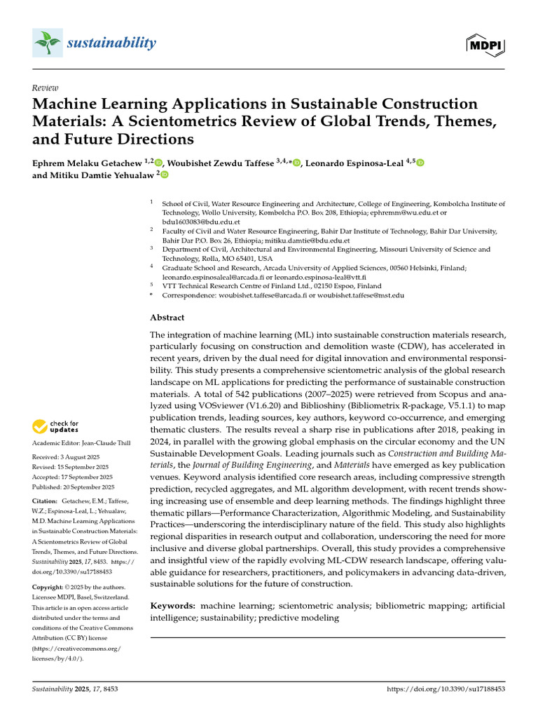 Machine Learning Applications in Sustainable Construction Materials: A ...