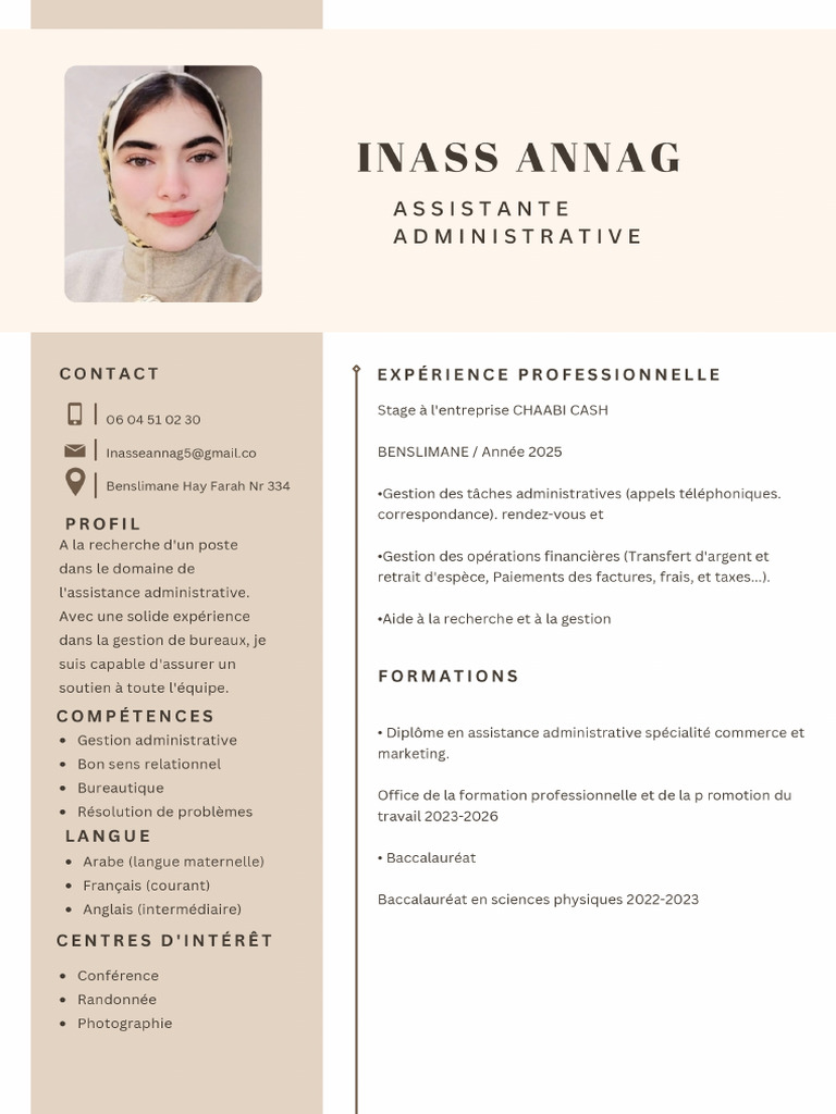 CV Français Professionnel Marron Simple_20260203_235318_0000 | PDF