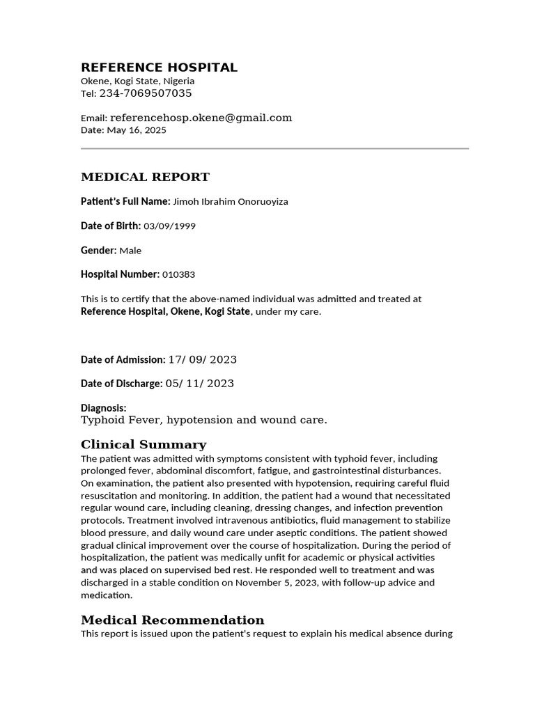 Medical Reference Hospital | PDF