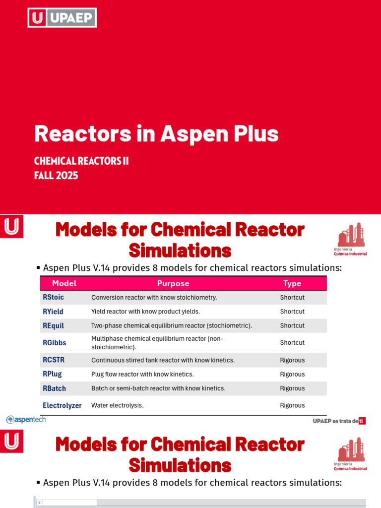 Reactor Models in Aspen Plus | PDF | Chemical Reactor | Stoichiometry