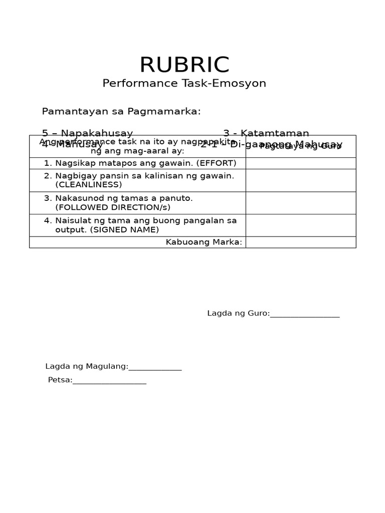 Performance Task Sample | PDF