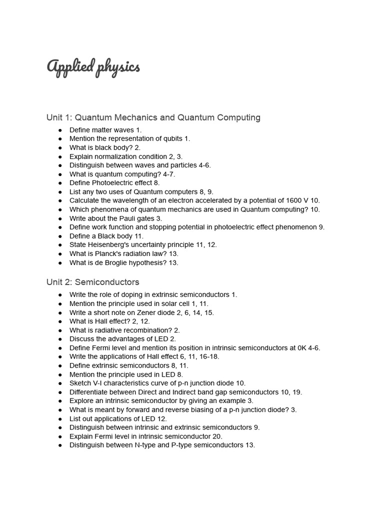 Fundamental Principles of Modern Applied Physics | PDF | Electric Motor ...
