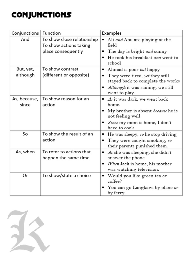 Conjunction S | PDF