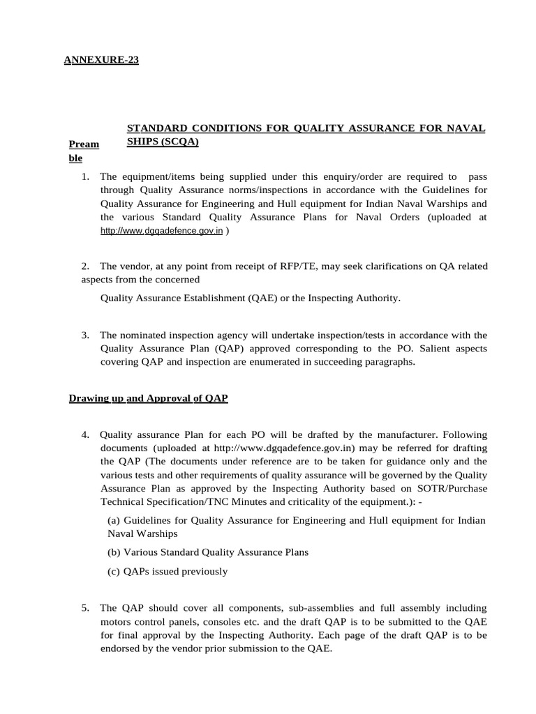 ANNEXURE-23 SCQA Defence Formatted | PDF | Quality Assurance ...