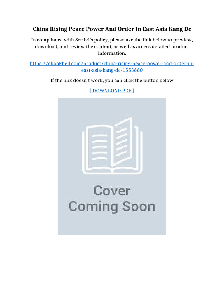 China Rising Peace Power and Order in East Asia Kang DC | PDF | Qr Code