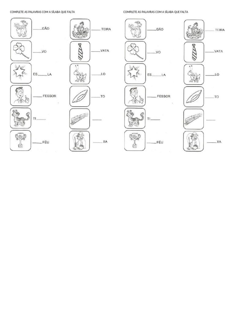 Complete As Palavras Com A Sílaba Que Falta | PDF
