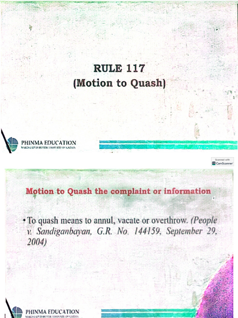 Motion To Quash Arraignment Pre Trial | PDF