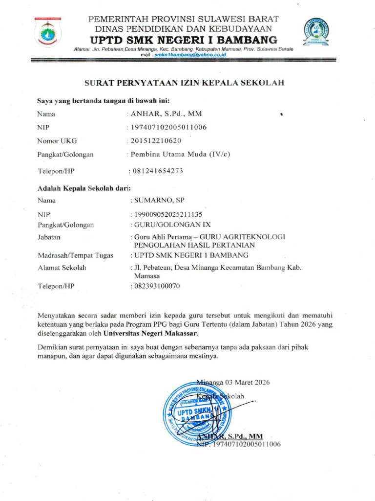 Sumarno Izin Pimpinan | PDF