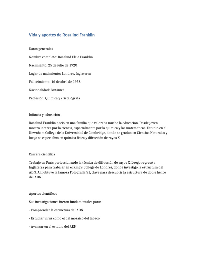 Rosalind Franklin | PDF