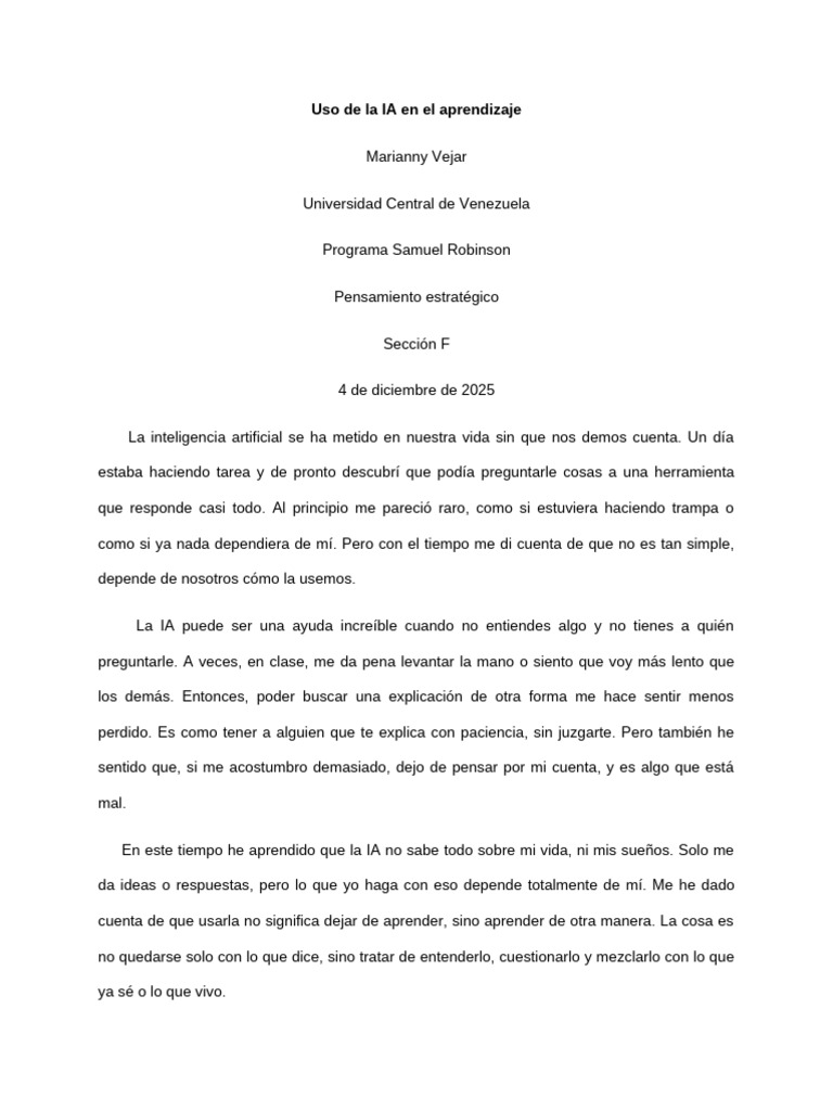 Uso de La IA en El Aprendizaje PE | PDF | Inteligencia artificial ...