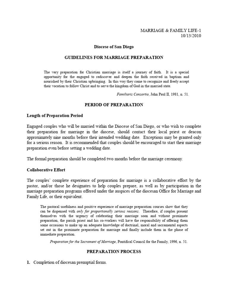 Guidelines For Marriage Preperation | PDF | Marriage | Catholic Church