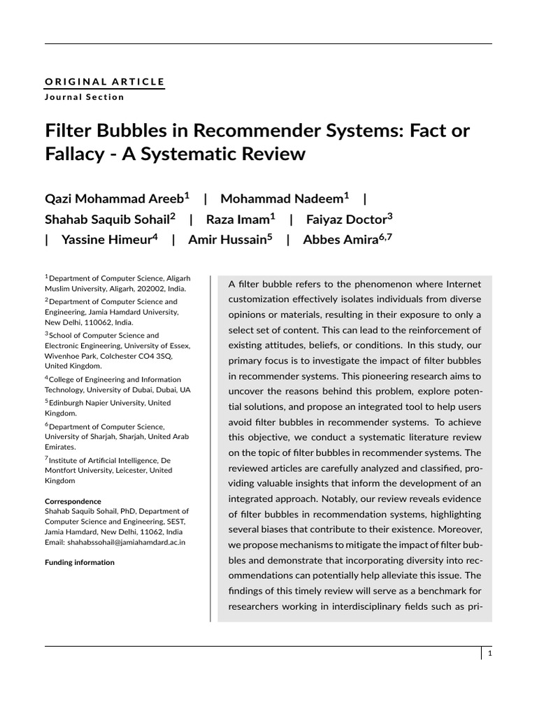 WIREs Revision Filter Bubble R1 | PDF | Methodology | Systematic Review