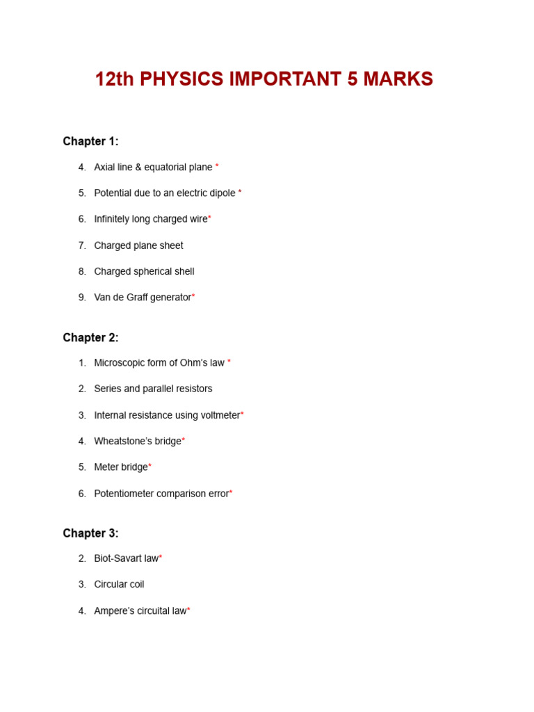 12th Physics Imp 5 Marks | PDF