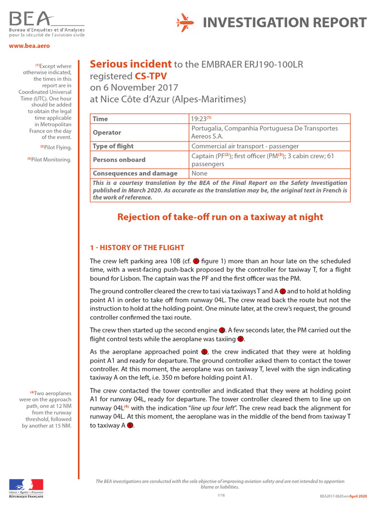 Take-Off Run Report | PDF