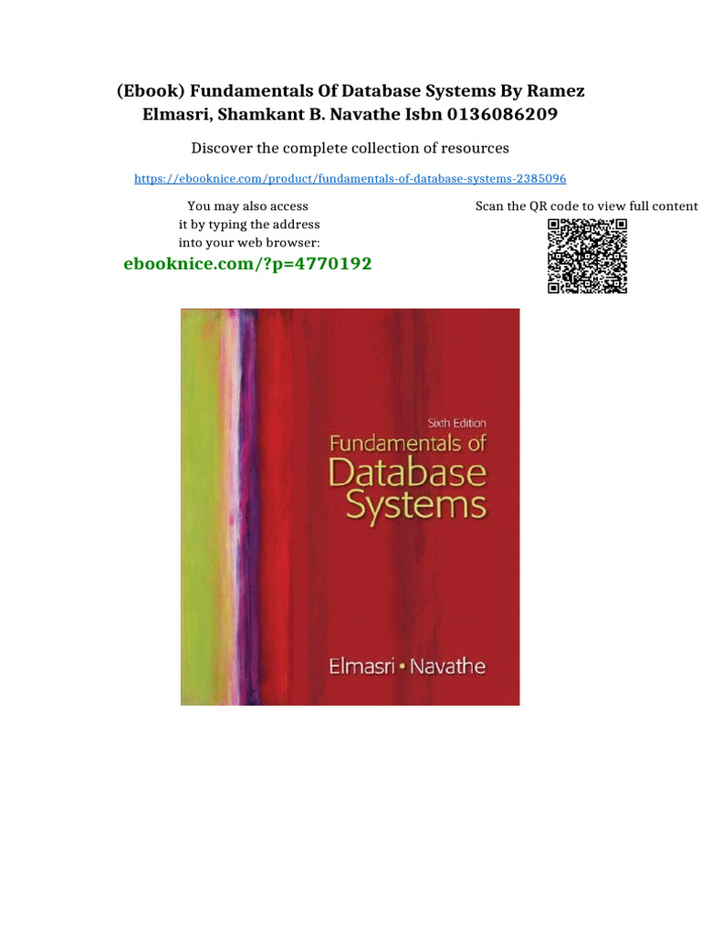 (Ebook) Fundamentals of Database Systems by Ramez Elmasri, Shamkant B ...
