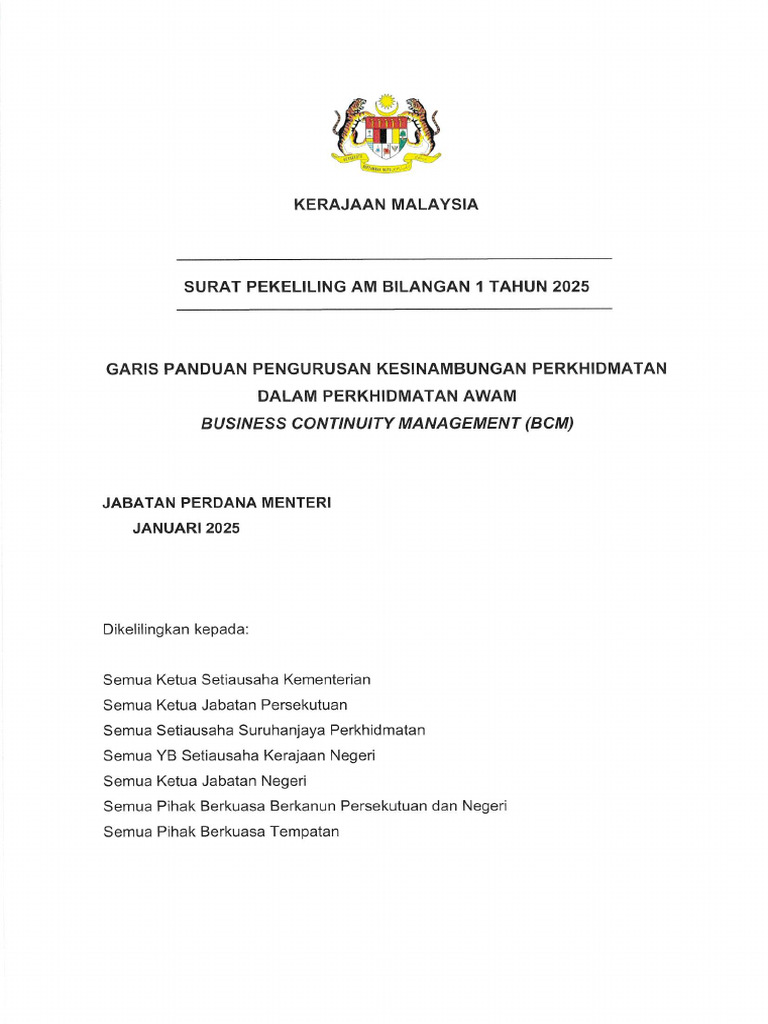 Surat Pekeliling Am Bilangan 1 Tahun 2025 - BCM | PDF
