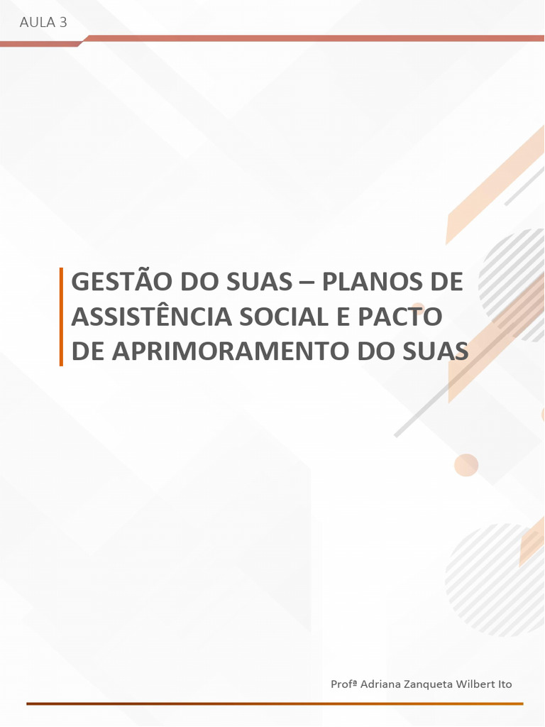 Gestão Do Suas - Plano de Assistência Social e Pacto de Aprimoramento ...