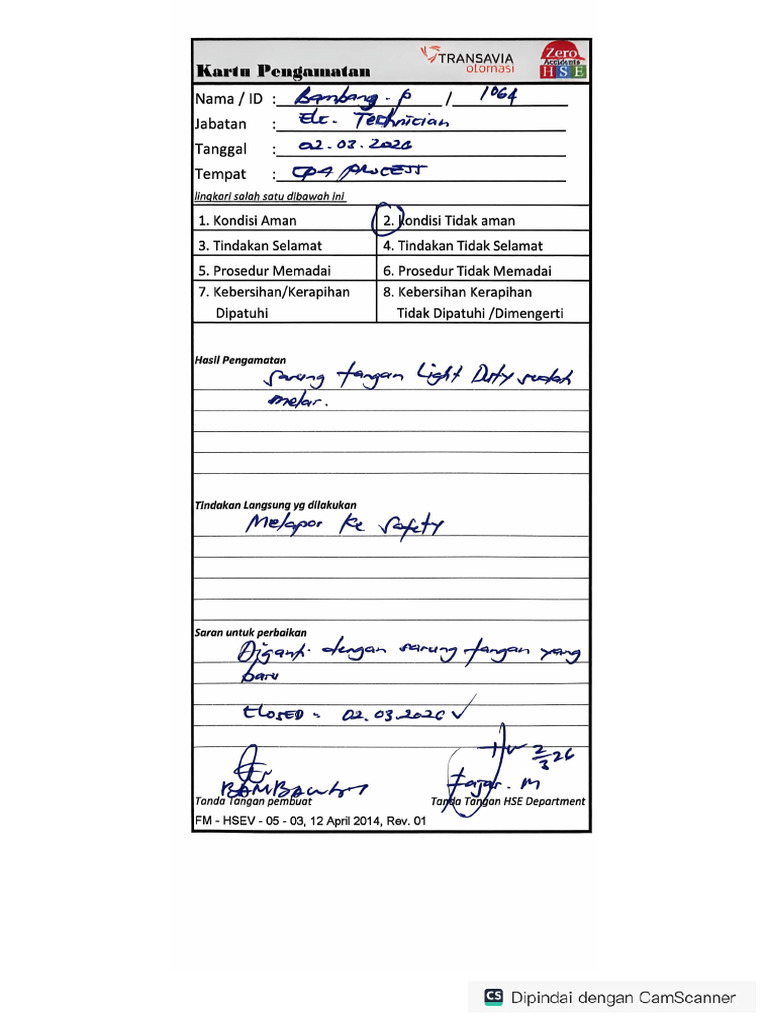HSE Card Bambang Purnomo | PDF