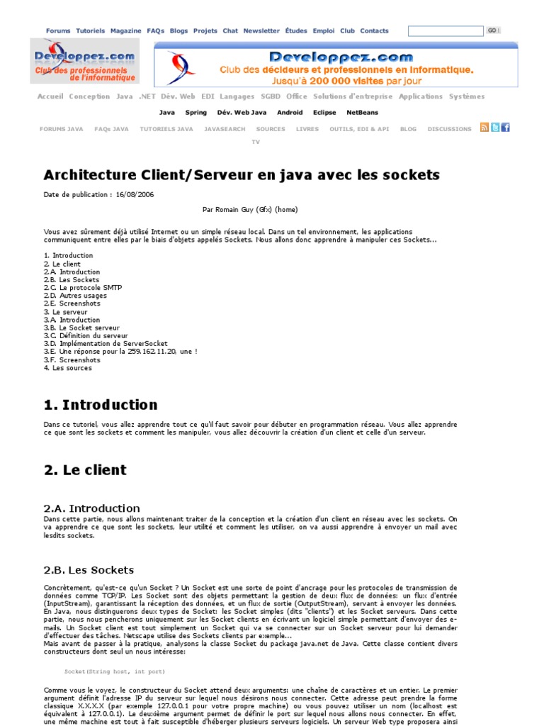Architecture Client - Serveur en Java Avec Les Sockets | PDF | Java ...