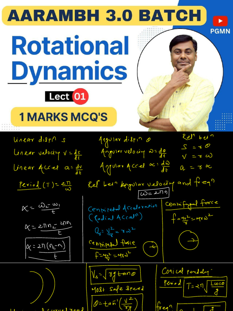 Rotational Dynamics Lect 01_e1afaba9 3287 478c 94d6 911f66cae395 | PDF ...
