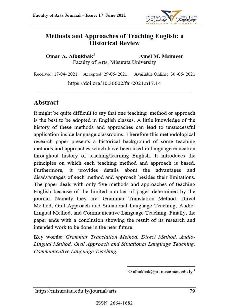 Methods and Approaches of Teaching Engli | PDF | Language Education ...