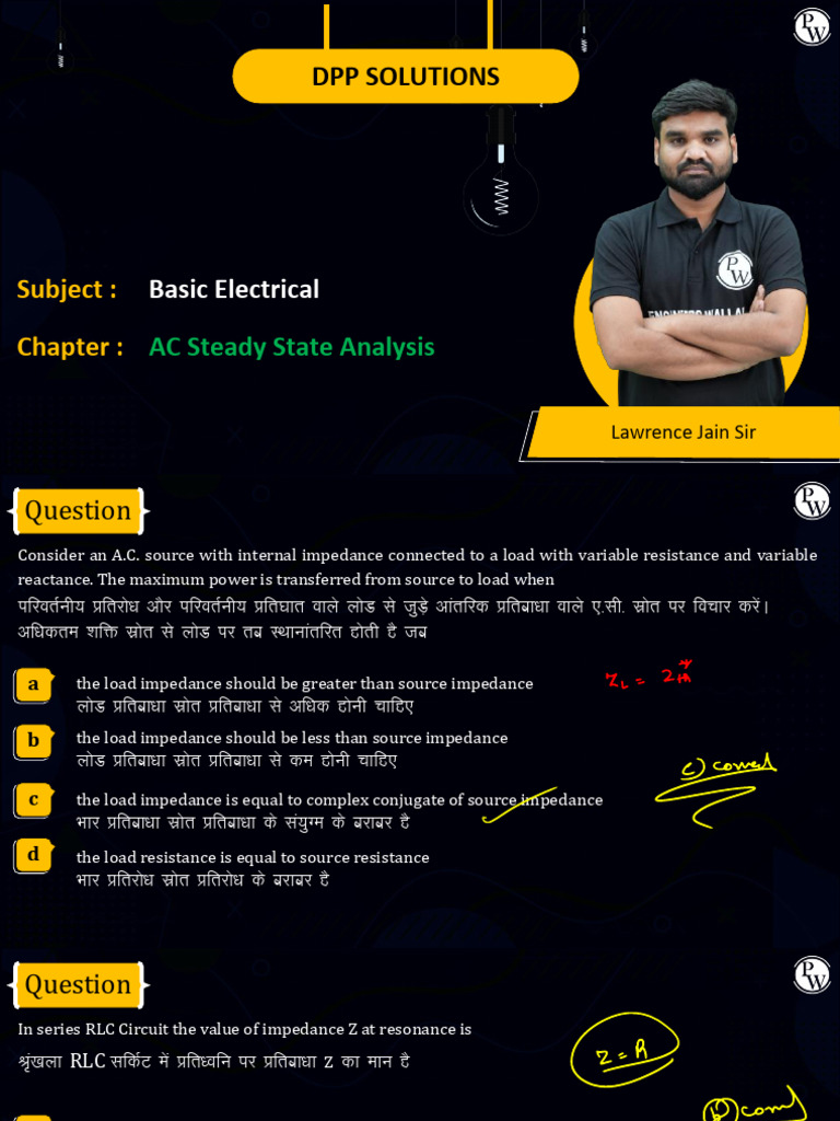 Ac Steady State Analysis _ DPP 01 Solution Notes | PDF | Electrical ...
