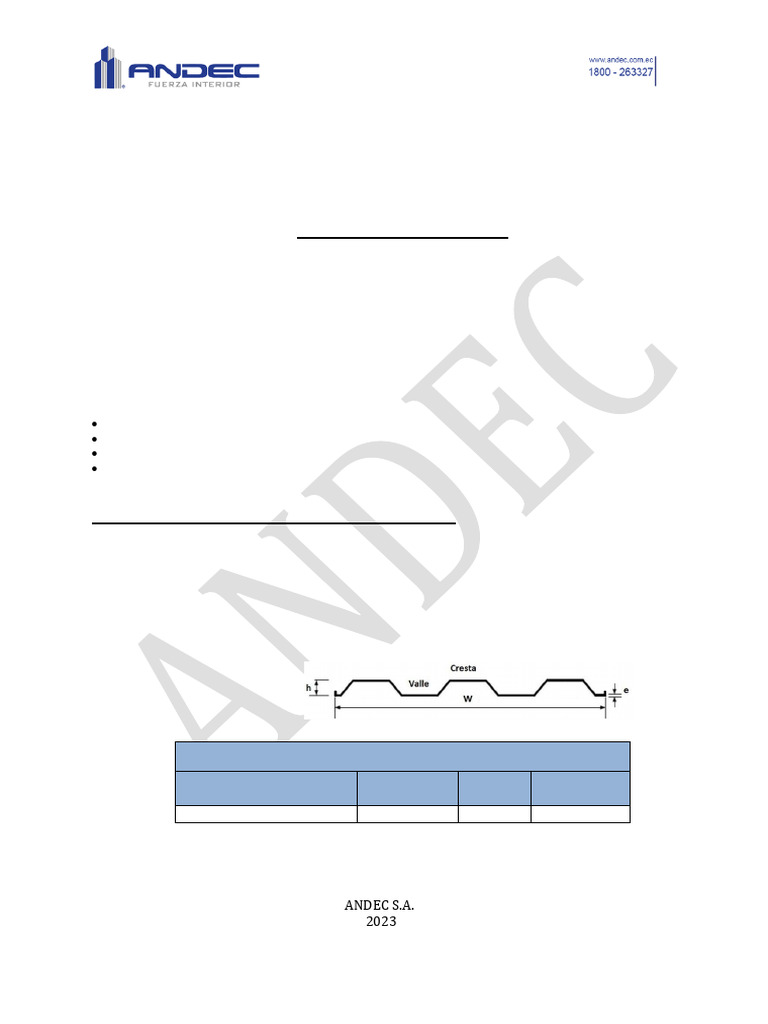 Ficha Tecnica Placa Losa Andec | PDF