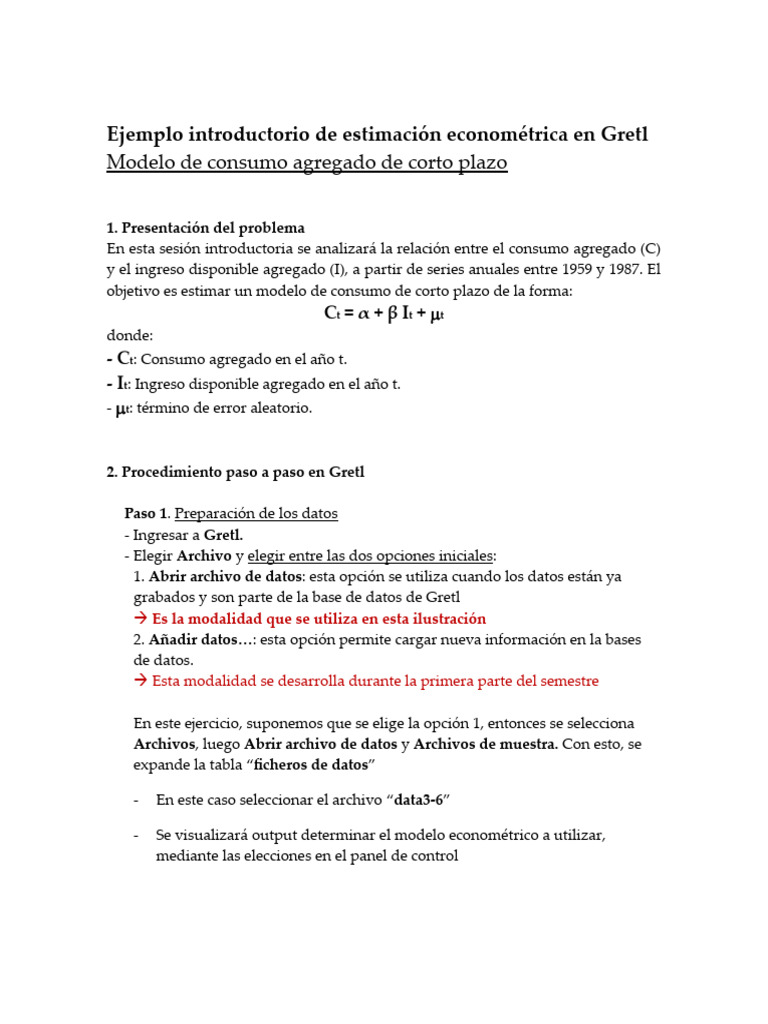 Z - Ficha Ej. Inicial de Estimación Econométrica en Gretl | PDF ...
