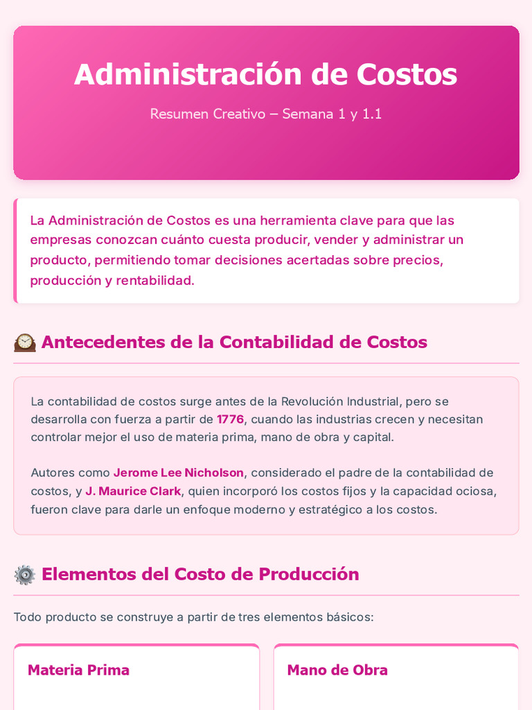 Guía Visual de Administración de Costos en Rosa | PDF | Materia prima ...