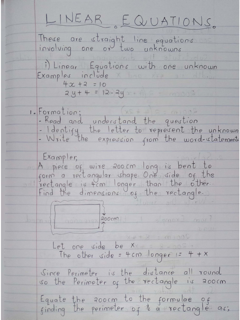 Linear Equations With One Unknown | PDF