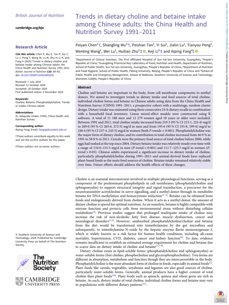 THM_Trends in dietary choline and betaine intake among Chinese adults ...