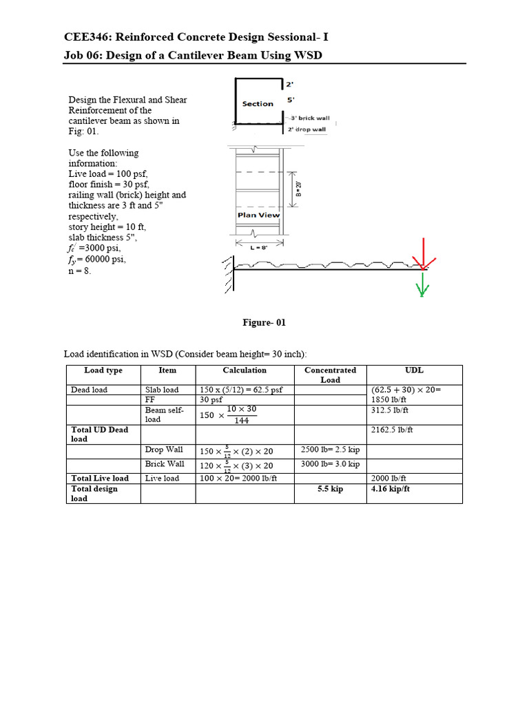 Job 06 - Design of A Cantilever Beam Using WSD | PDF