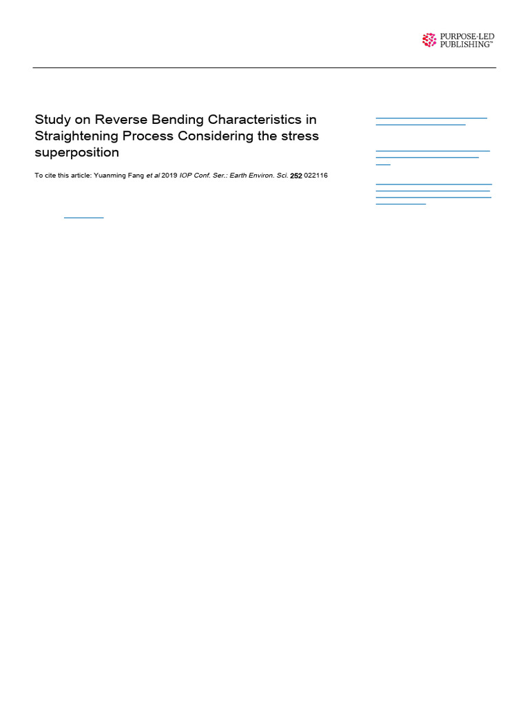 Study on Reverse Bending Characteristics in | PDF | Bending ...