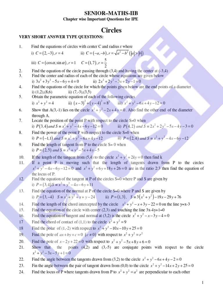 Maths 2B Imp Qns | PDF | Ellipse | Circle