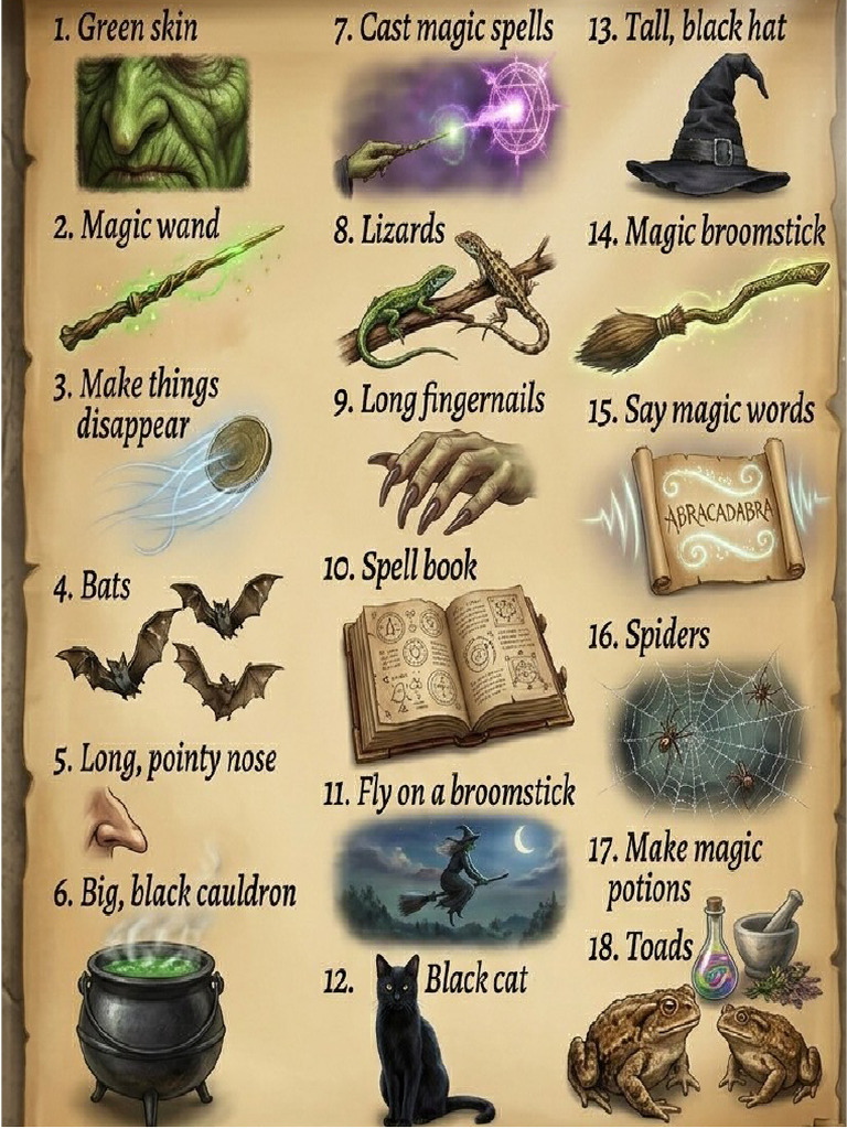 Vocabulary List (Witch and Spells) | PDF