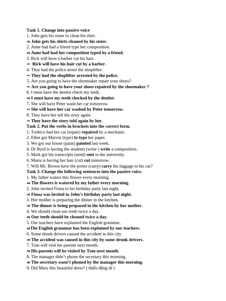Passive Voice Exercise | PDF