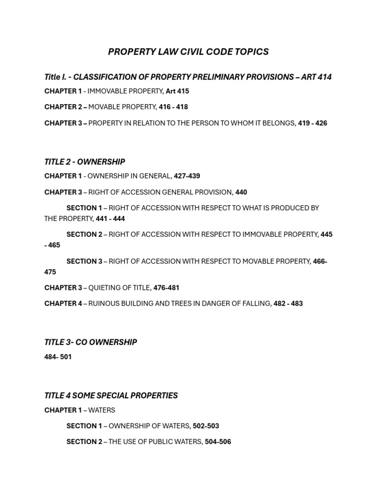 Property Law Civil Code - Jimmy Miones | PDF | Easement | Property