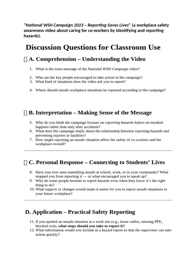 Student Exercise on Incident Report National WSH Campaign 2023 (2 ...